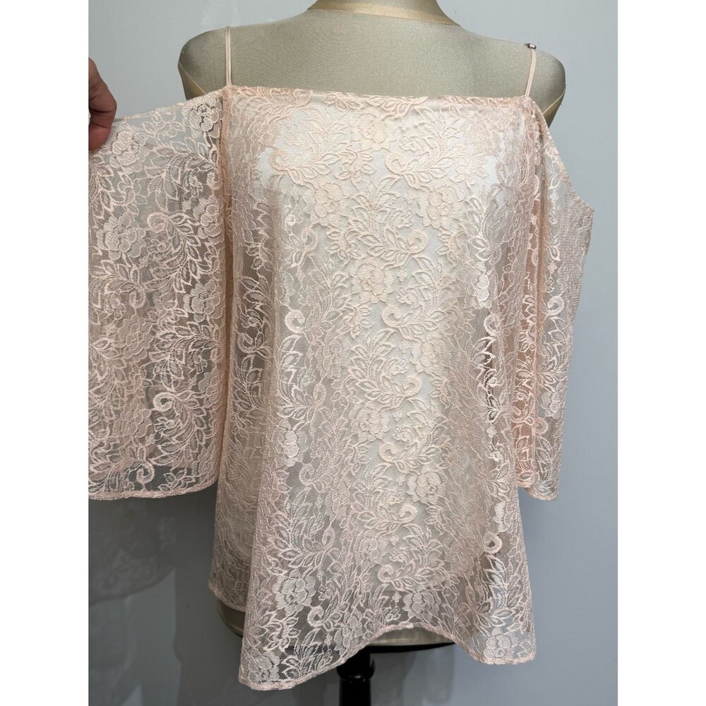 Bailey 44 Lace Cold Shoulder Blouse Blush Pink Romantic Top Large